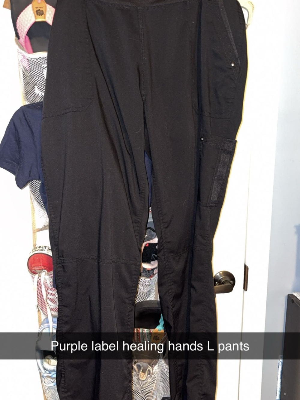 healing hands Women's Black Cargo Scrub Pants